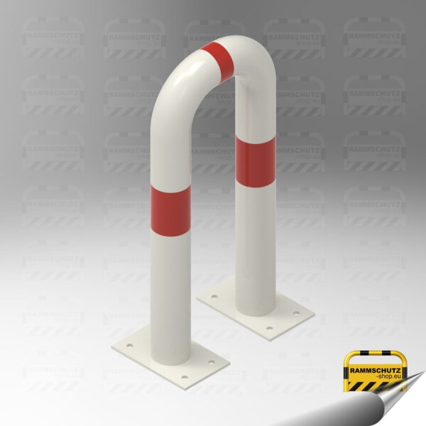 Rammschutz Schutzbügel "XL" Ø76 mm, 300 (B) x 650 (H) mm, zum Aufdübeln, weiß/rot