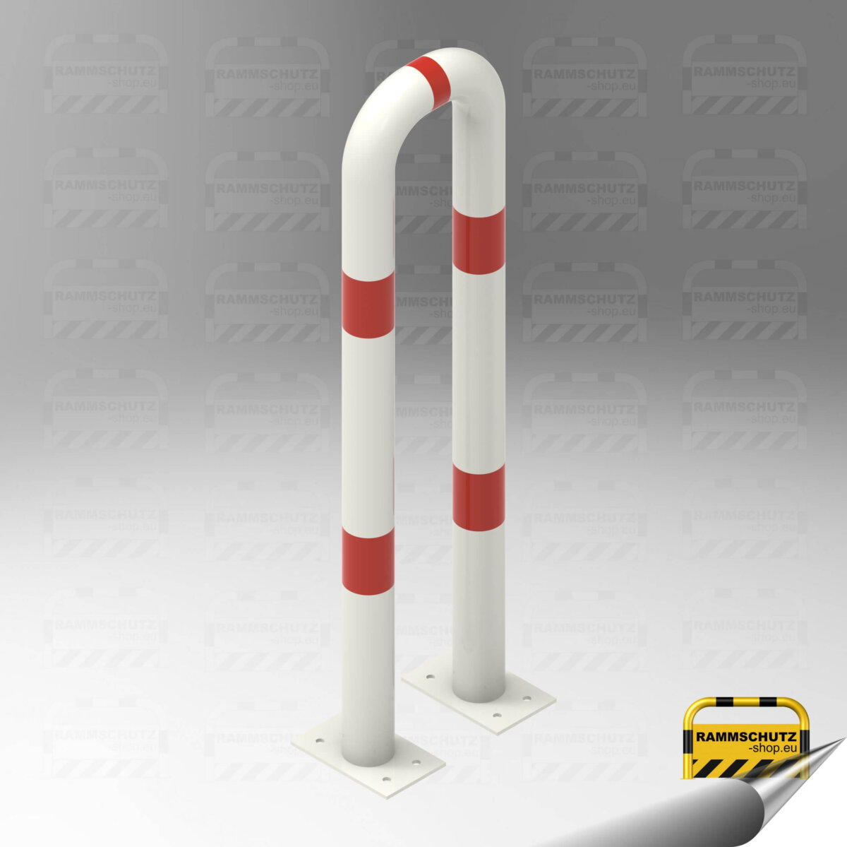 Rammschutz Schutzbügel "XL" Ø76 mm, 300 (B) x 1150 (H) mm, zum Aufdübeln, weiß/rot