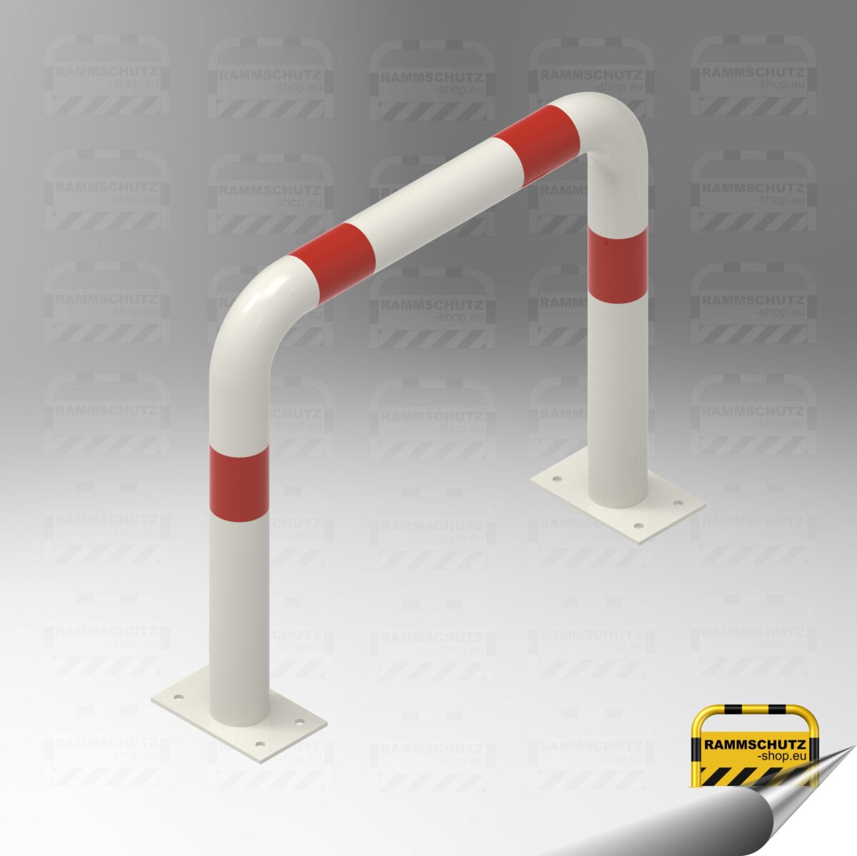 Rammschutz Schutzbügel "XL" Ø76 mm, 750 (B) x 650 (H) mm, zum Aufdübeln, weiß/rot