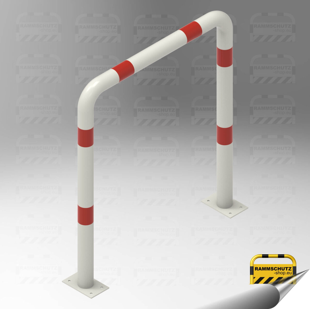 Rammschutz Schutzbügel "XL" Ø76 mm, 1000 (B) x 1150 (H) mm, zum Aufdübeln, weiß/rot