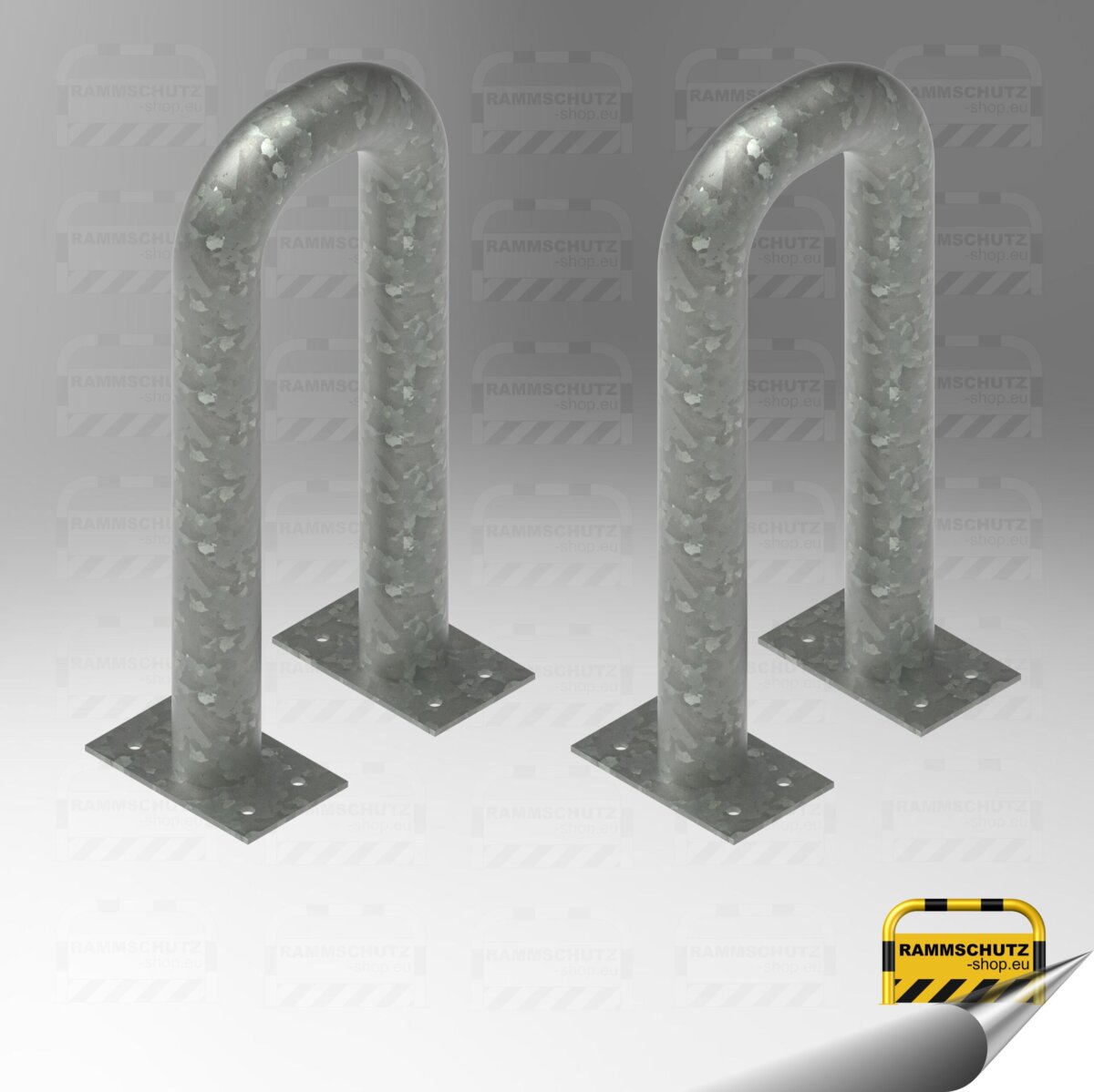 Ladesäulen-Rammschutz-Set, 2 Stück Schutzbügel “XL” Ø76 mm, 300 (B) x 650 (H) mm, zum Aufdübeln, feuerverzinkt