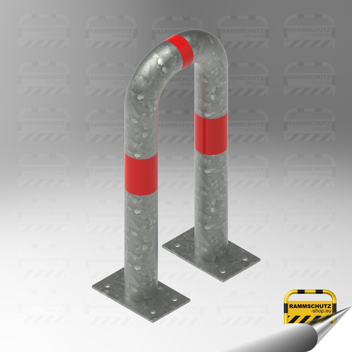 Rammschutz Schutzbügel „XL“ Ø76 mm, 300 (B) x 650 (H) mm, zum Aufdübeln, feuerverzinkt – Bild 6