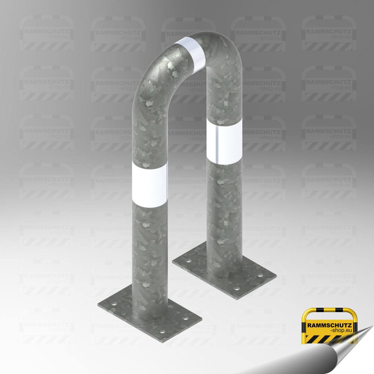 Rammschutz Schutzbügel „XL“ Ø76 mm, 300 (B) x 650 (H) mm, zum Aufdübeln, feuerverzinkt – Bild 5