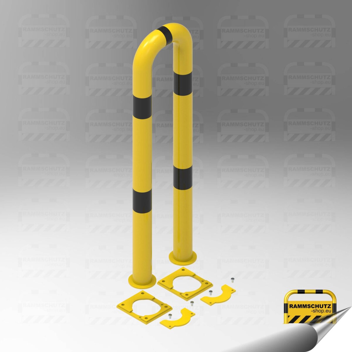 Rammschutz Schutzbügel "XL" Ø76 mm, 300 (B) x 1150 (H) mm herausnehmbar gelb / schwarz