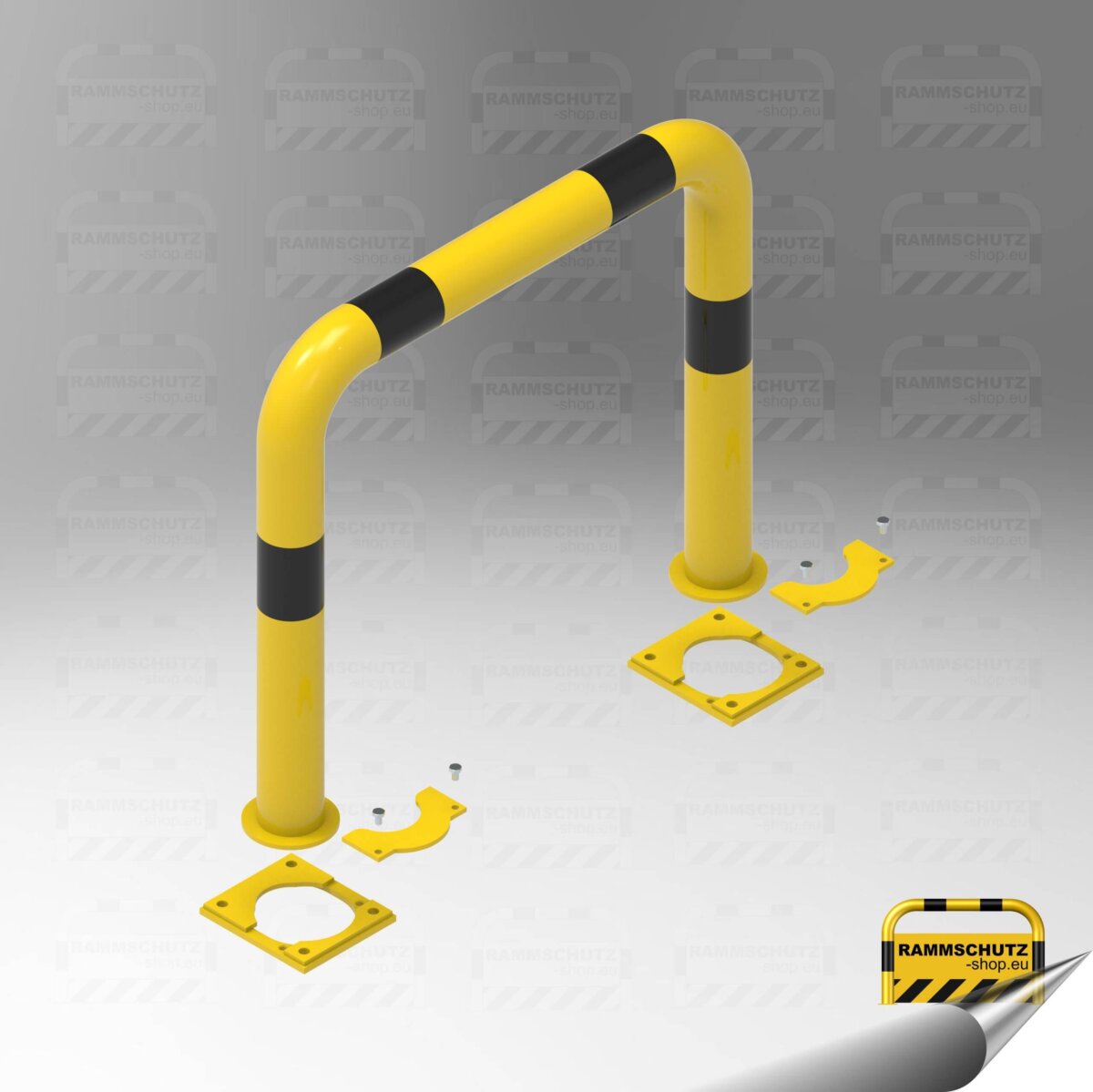 Rammschutz Schutzbügel "XL" Ø76 mm, 750 (B) x 650 (H) mm herausnehmbar gelb / schwarz