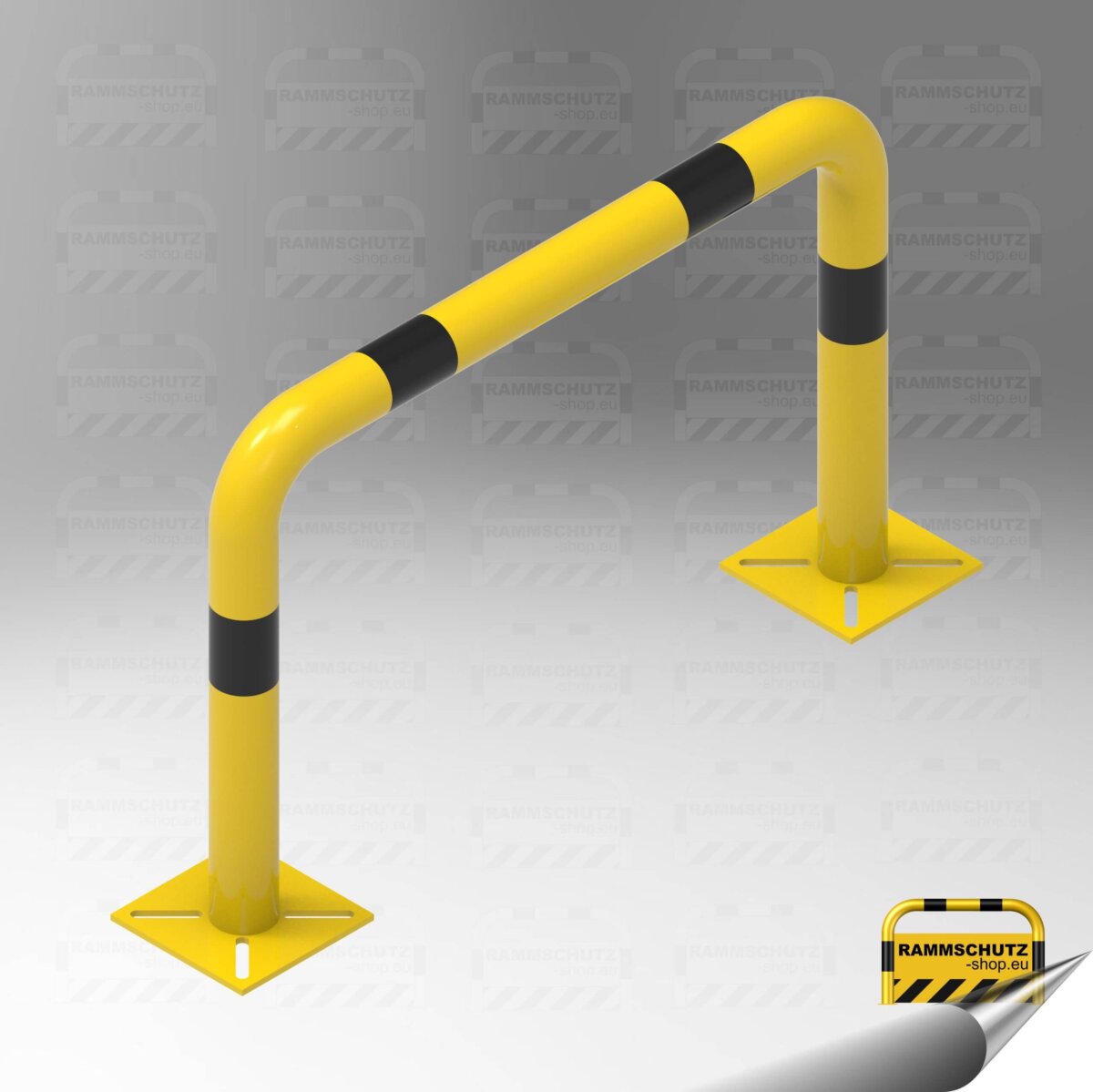 Rammschutz Schutzbügel "XL" Ø76 mm, 1000 (B) x 650 (H) mm, zum Aufdübeln, mit Langlöchern, gelb/schwarz