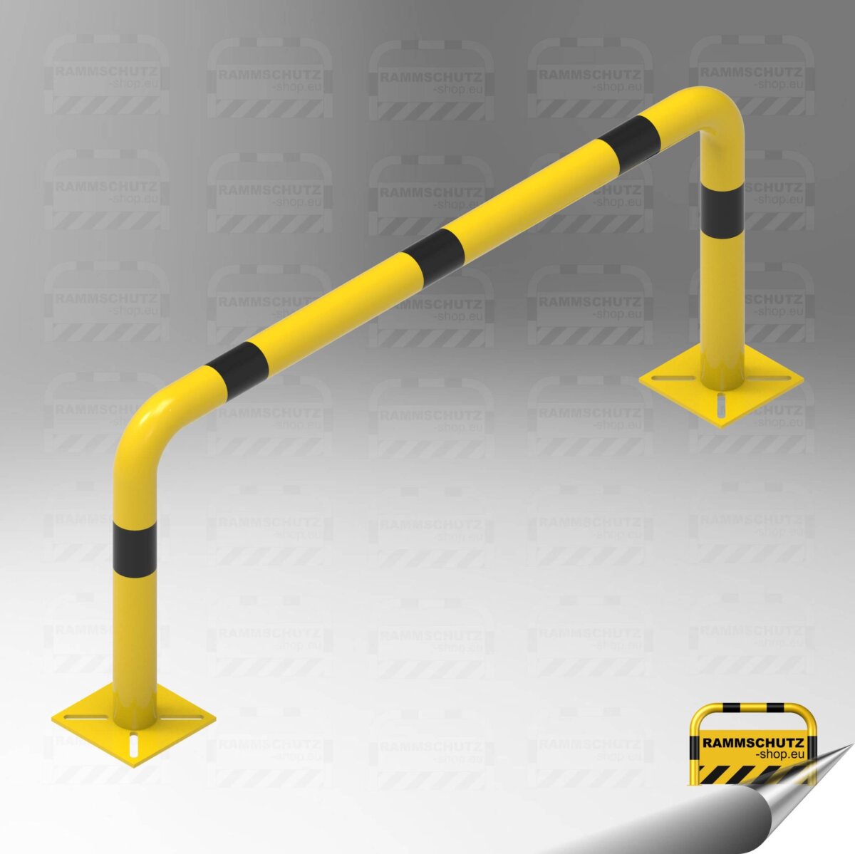 Rammschutz Schutzbügel "XL" Ø76 mm, 1500 (B) x 650 (H) mm, zum Aufdübeln, mit Langlöchern, gelb/schwarz