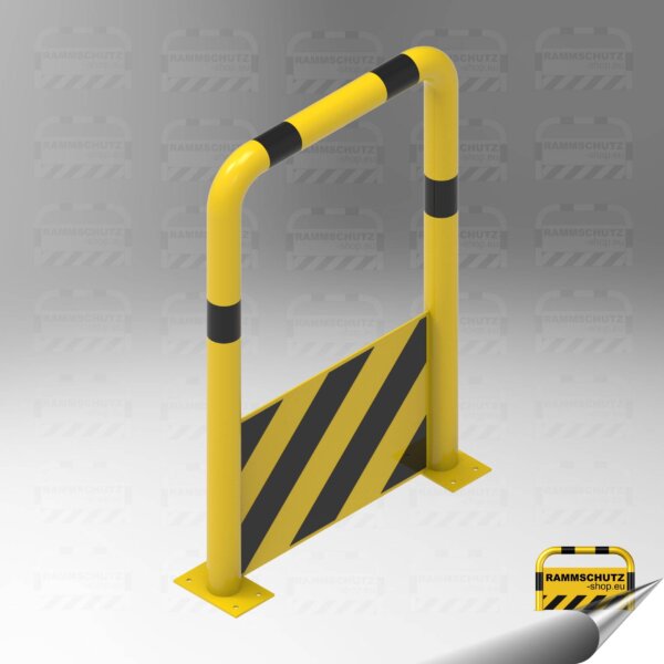 Rammschutz Schutzbügel "XL" Ø76 mm, 750 (B) x 1150 (H) mm, zum Aufdübeln, mit Unterfahrschutz, gelb/schwarz