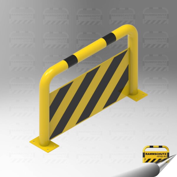 Rammschutz Schutzbügel "XL" Ø76 mm, 1000 (B) x 650 (H) mm, zum Aufdübeln, mit Unterfahrschutz, gelb/schwarz