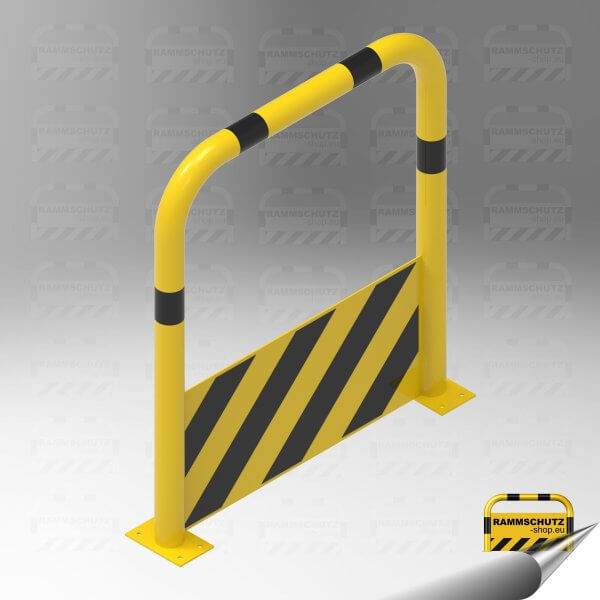 Rammschutz Schutzbügel "XL" Ø76 mm, 1000 (B) x 1150 (H) mm, zum Aufdübeln, mit Unterfahrschutz, gelb/schwarz