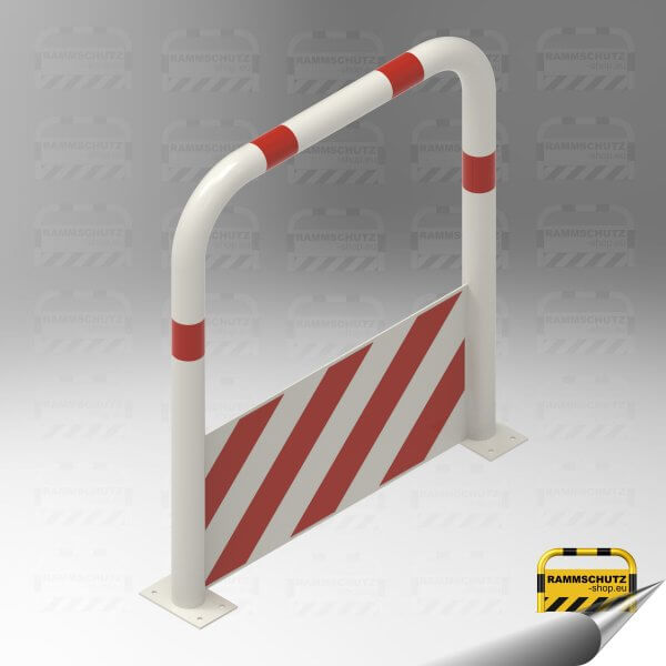 Rammschutz Schutzbügel "XL" Ø76 mm, 1000 (B) x 1150 (H) mm, zum Aufdübeln, mit Unterfahrschutz, weiß/rot