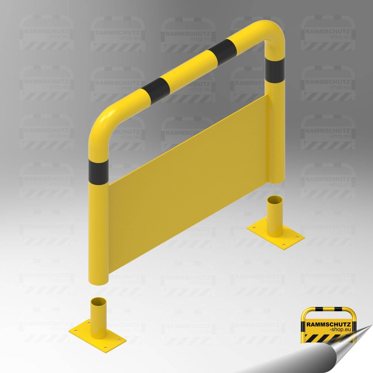 Rammschutz-Bügel | Ø76 mm | 1000 B x 750 H mm | Aufdübeln | Unterfahrschutz | heraushebbar | gelb