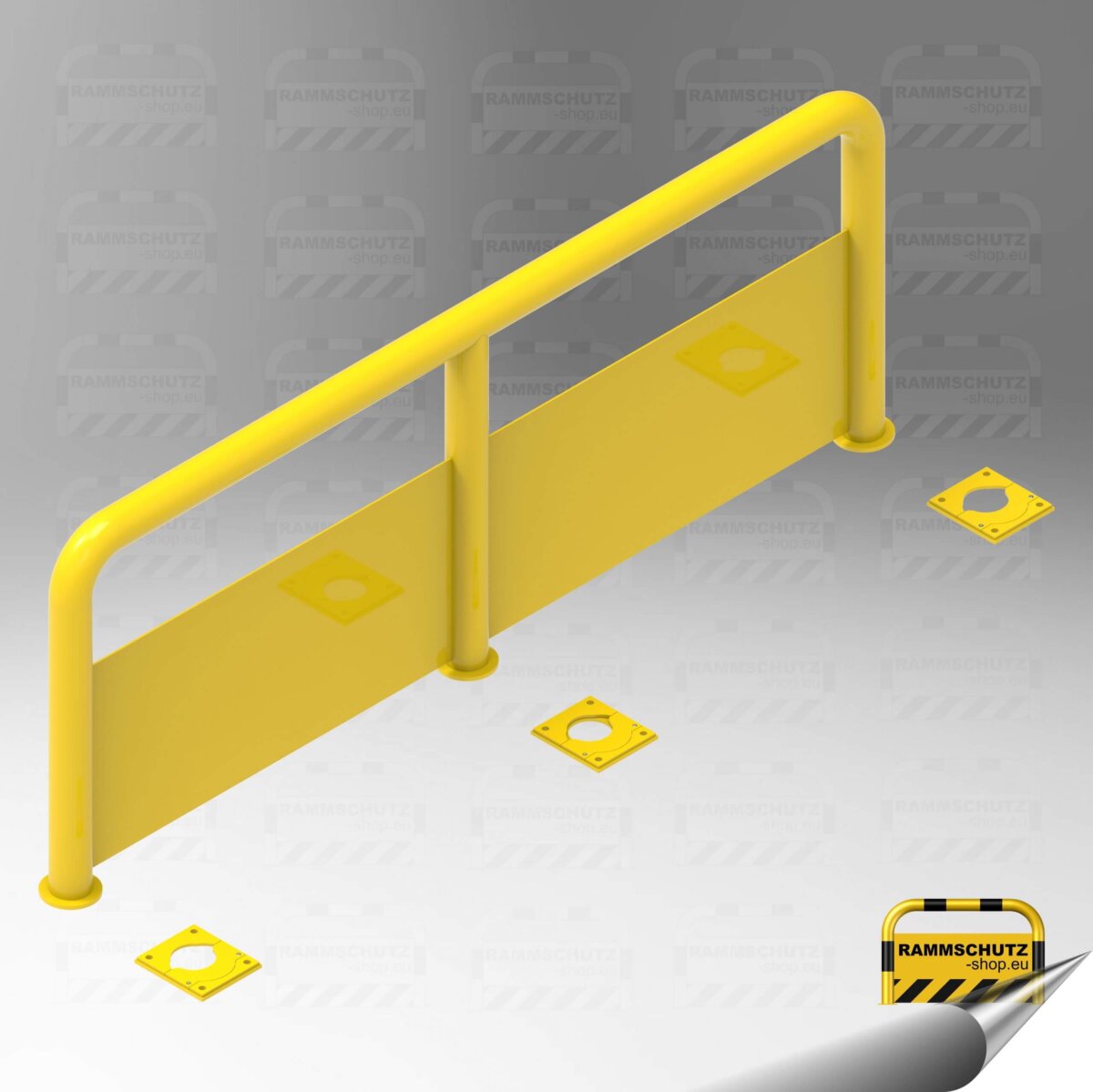 Rammschutz Schutzbügel "XL" Ø76 mm, 2000 (B) x 750 (H) mm, zum Aufdübeln, mit Unterfahrschutz, herausnehmbar, gelb