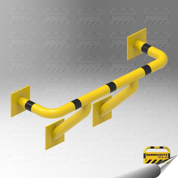 Rammschutz Rampenschutz mit Wandbefestigung Rohr Ø 114 mm, 2000 (B) x 568 (T) x 788 (H) mm gelb / schwarz