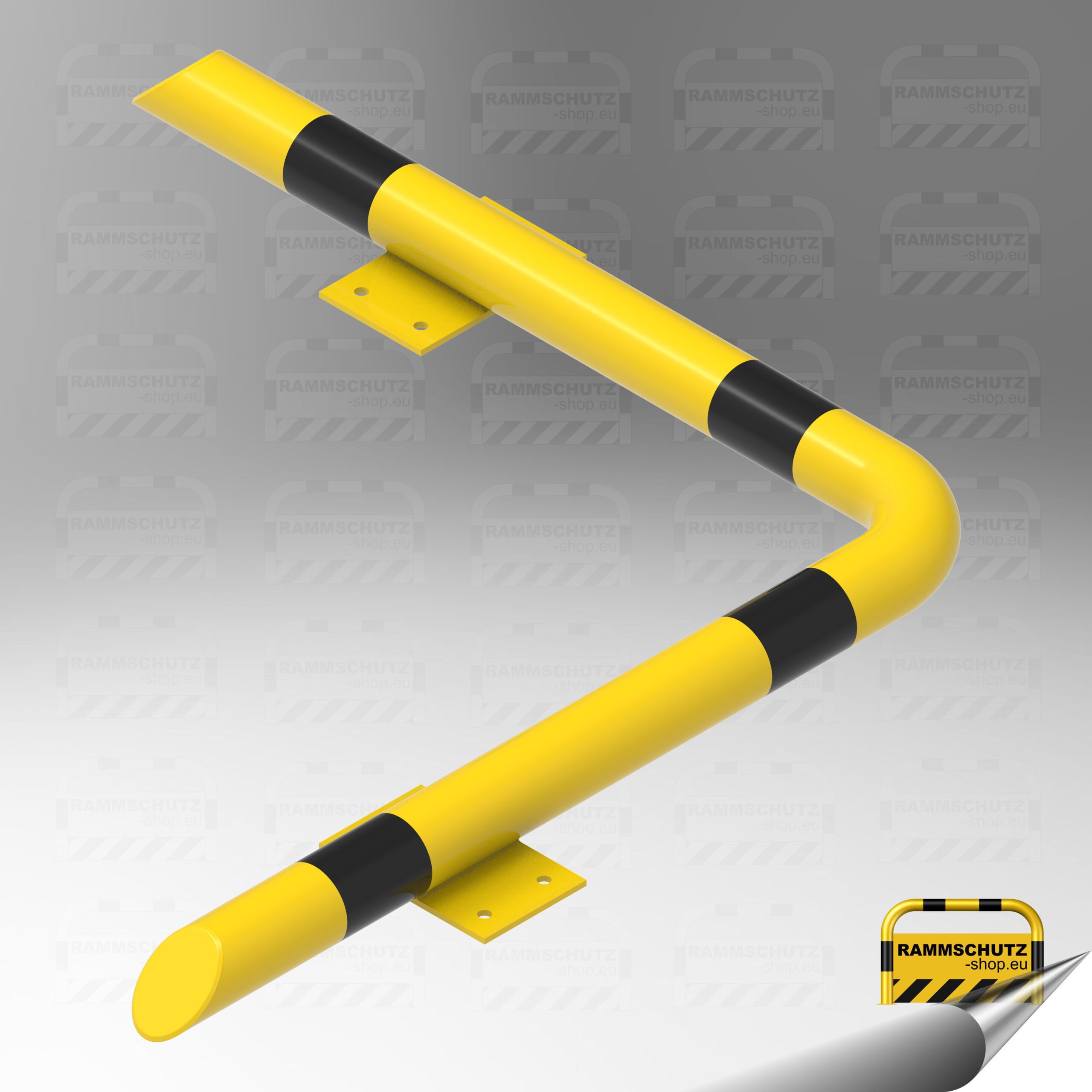 Rammschutz Eck-Schutzbalken “XL” Ø76 mm, 1000 x 1000 mm gelb / schwarz