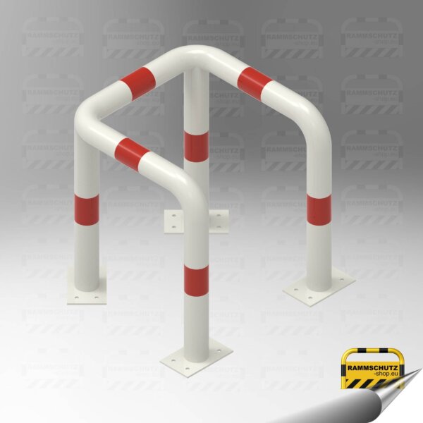 Rammschutz U-Schutzbügel „XL“ Ø76 mm, 600/600/600 x 650 (H) mm zum Aufdübeln weiß / rot