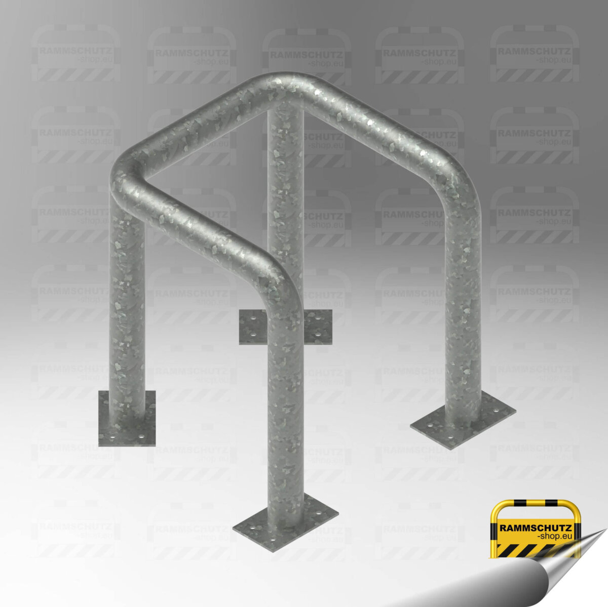 Rammschutz U-Schutzbügel „XL“ Ø76 mm, 600/600/600 x 650 (H) mm zum Aufdübeln, feuerverzinkt