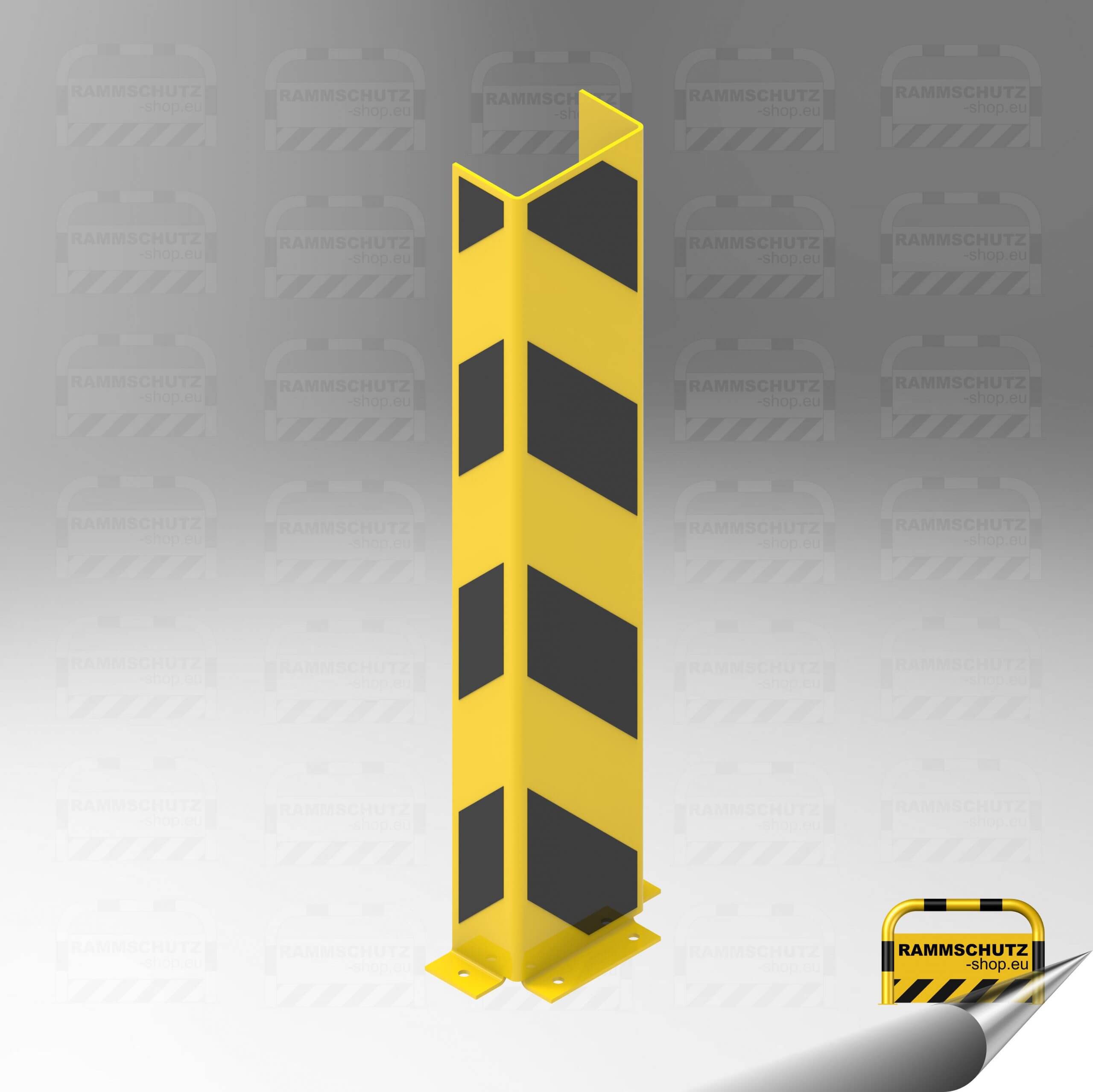 Anfahr-Schutzprofil U-Form 90/180/90 x Höhe 1000 mm, Blech 5mm, gelb /  schwarz, Rammschutz-Shop