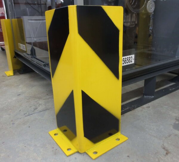 Rammschutz Anfahr-Schutzprofil L 160/160 x Höhe 800 mm Blech 6mm mit außenliegenden Boden-Befestigungslaschen gelb / schwarz – Bild 2
