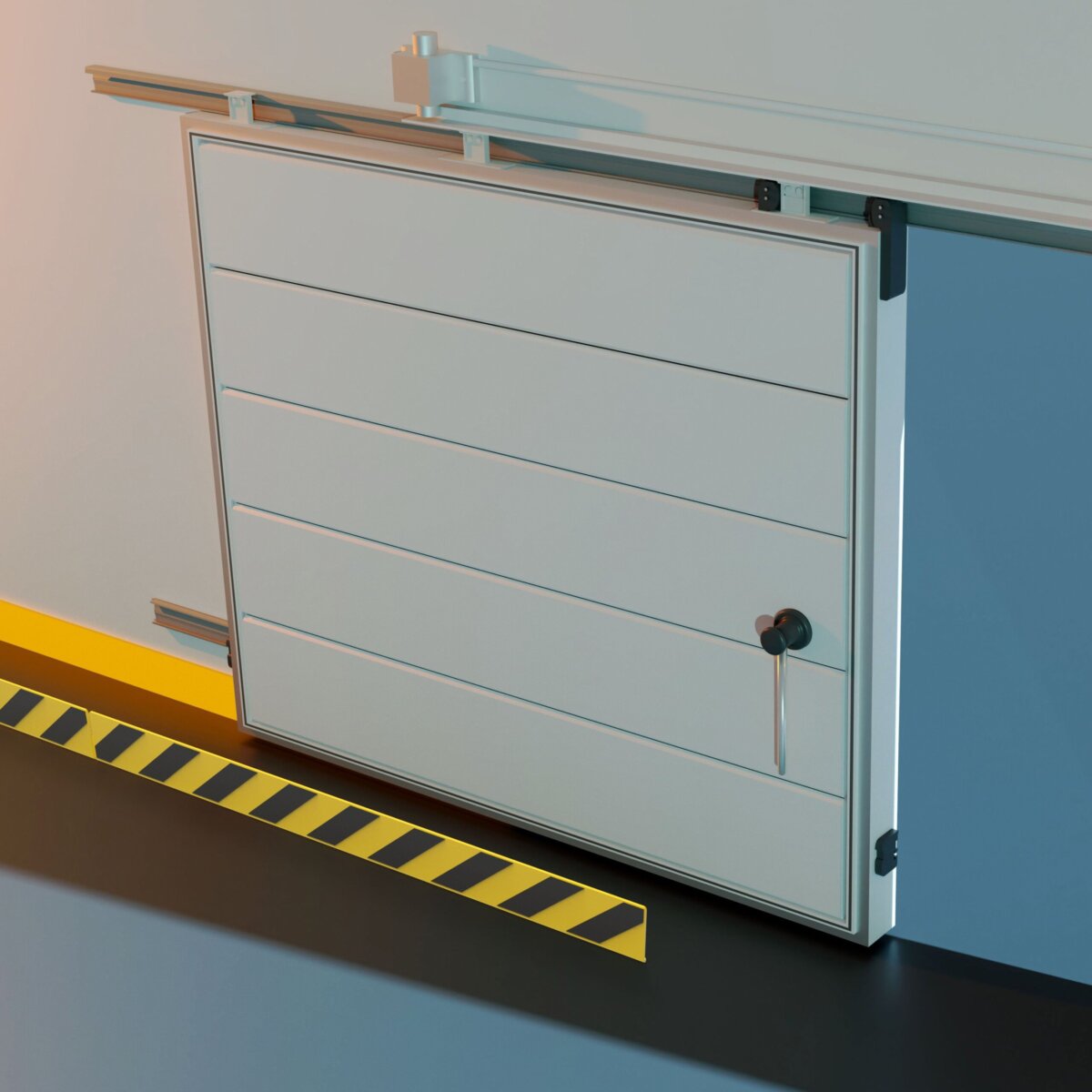 Rammschutz Leitbord L200/100 x 2000 mm zum Aufdübeln, Blech 8 mm, pulverbeschichtet RAL 1023 gelb, schwarze Warnmarkierung – Bild 2