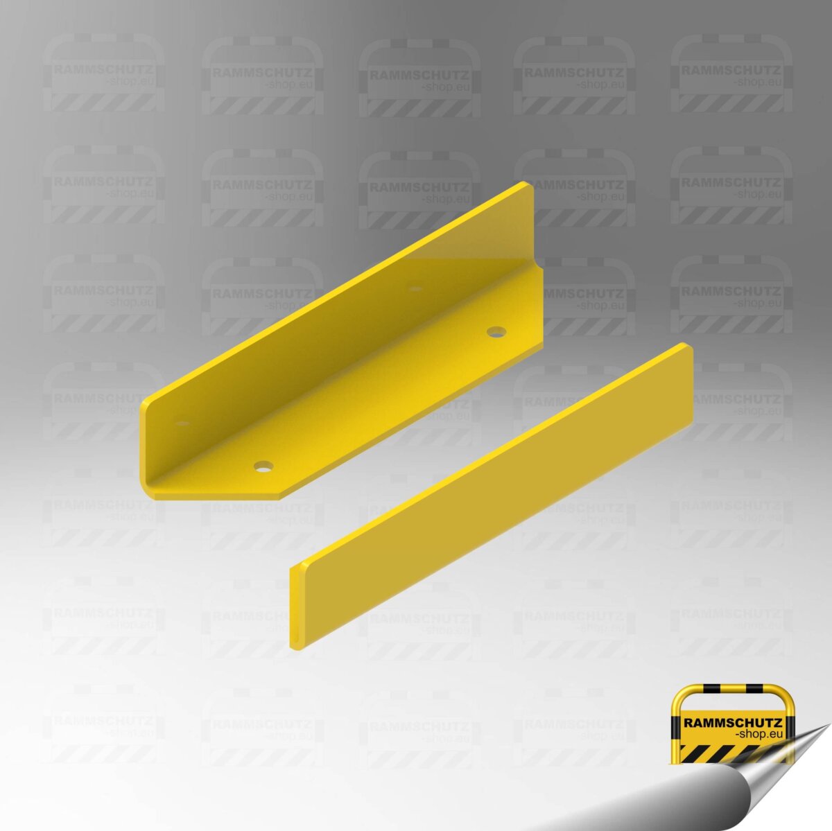 Rammschutz Leitbord L100/100 x 500 mm zum Aufdübeln, Blech 8 mm, pulverbeschichtet RAL 1023 gelb