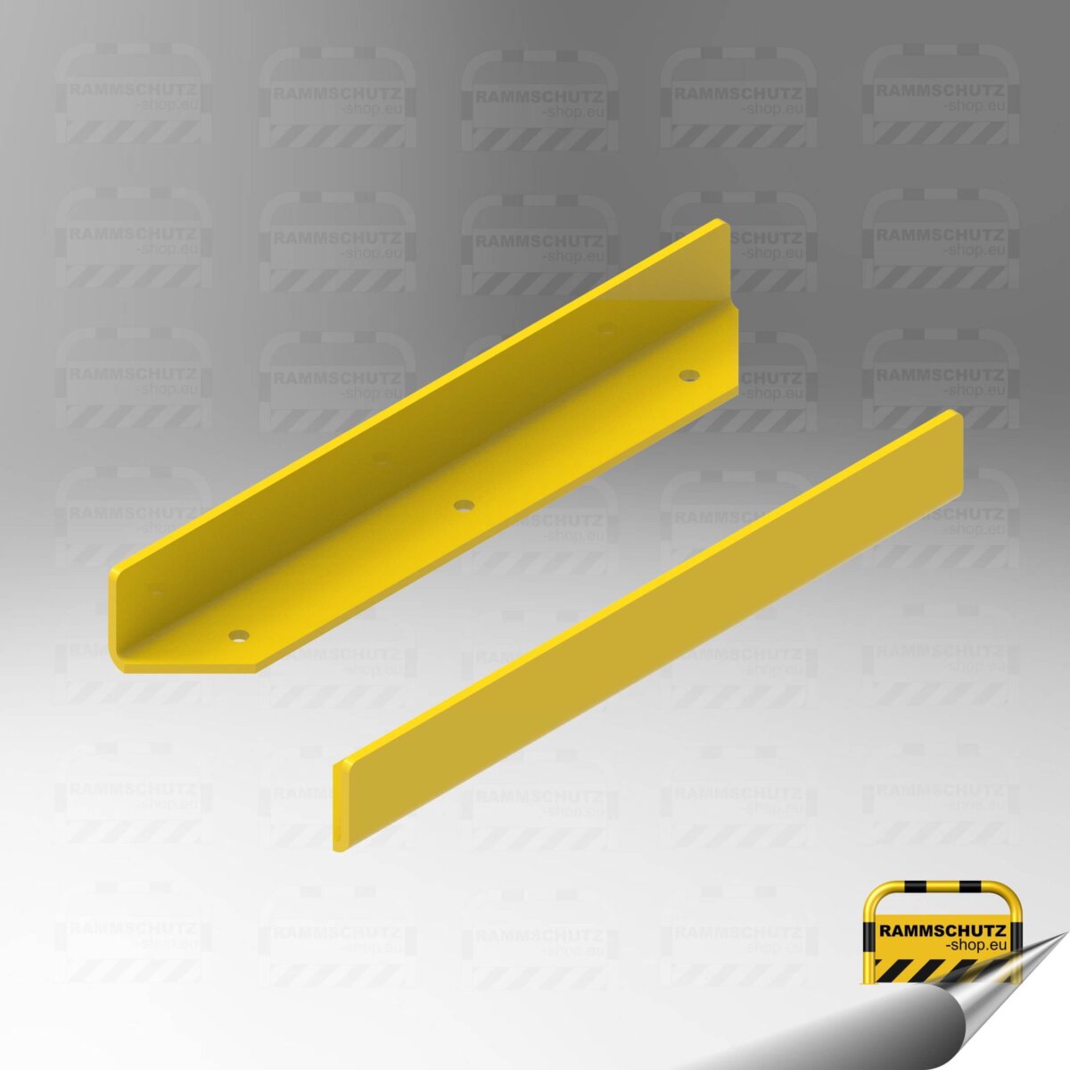 Rammschutz Leitbord L100/100 x 750 mm zum Aufdübeln, Blech 8 mm, pulverbeschichtet RAL 1023 gelb