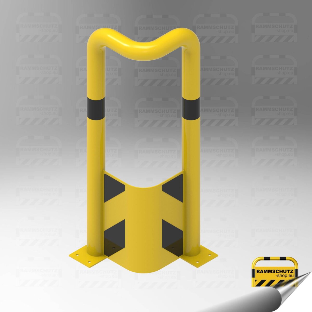 Rammschutz 90°-Schutzwinkel "XL" Ø76 mm, L 350/350 x 1150 (H) mm, zum Aufdübeln, mit Unterfahrschutz, gelb/schwarz