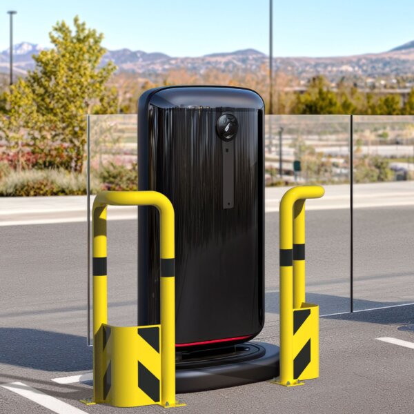 Rammschutz 90°-Schutzwinkel "XL" Ø76 mm, L 350/350 x 1150 (H) mm, zum Aufdübeln, mit Unterfahrschutz, gelb/schwarz – Bild 2