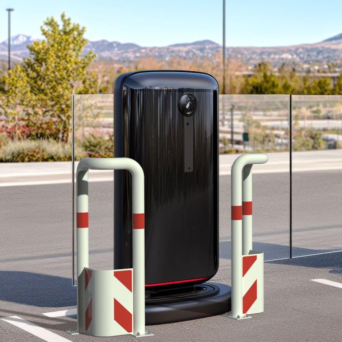 Rammschutz 90°-Schutzwinkel "XL" Ø76 mm, L 350/350 x 1150 (H) mm, zum Aufdübeln, mit Unterfahrschutz, weiß/rot – Bild 2