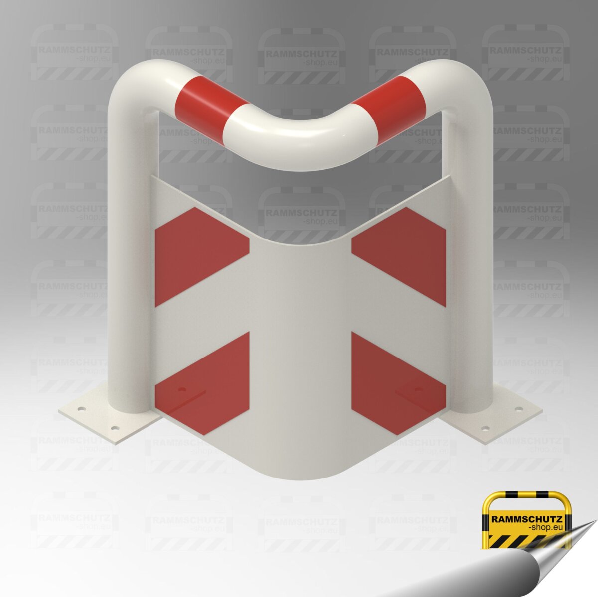 Rammschutz 90°-Schutzwinkel "XL" Ø76 mm, L 426/426 x 650 (H) mm, zum Aufdübeln, mit Unterfahrschutz, weiß/rot