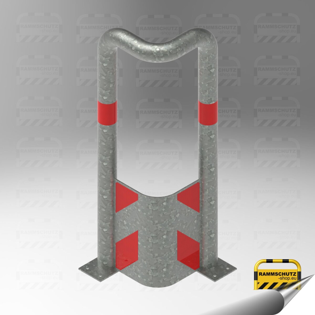 Rammschutz 90°-Schutzwinkel "XL" Ø76 mm, L 350/350 x 1150 (H) mm, zum Aufdübeln, mit Unterfahrschutz, feuerverzinkt – Bild 3