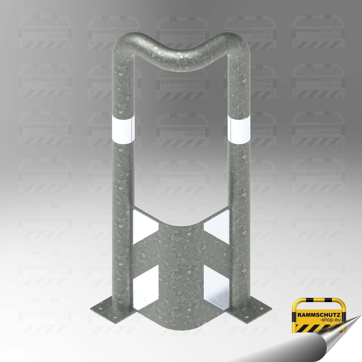 Rammschutz 90°-Schutzwinkel "XL" Ø76 mm, L 350/350 x 1150 (H) mm, zum Aufdübeln, mit Unterfahrschutz, feuerverzinkt – Bild 5