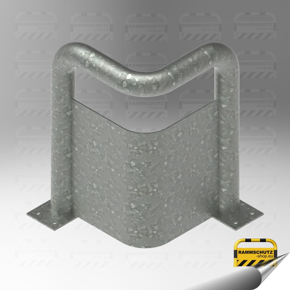 Rammschutz 90°-Schutzwinkel "XL" Ø76 mm, L 426/426 x 650 (H) mm,  zum Aufdübeln, mit Unterfahrschutz, feuerverzinkt