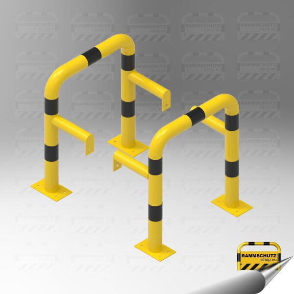 Rammschutz Säulenschutz „XL“ Ø76 mm, 650 x 650 x 750 (H) mm zum Aufdübeln  2-tlg. gelb / schwarz