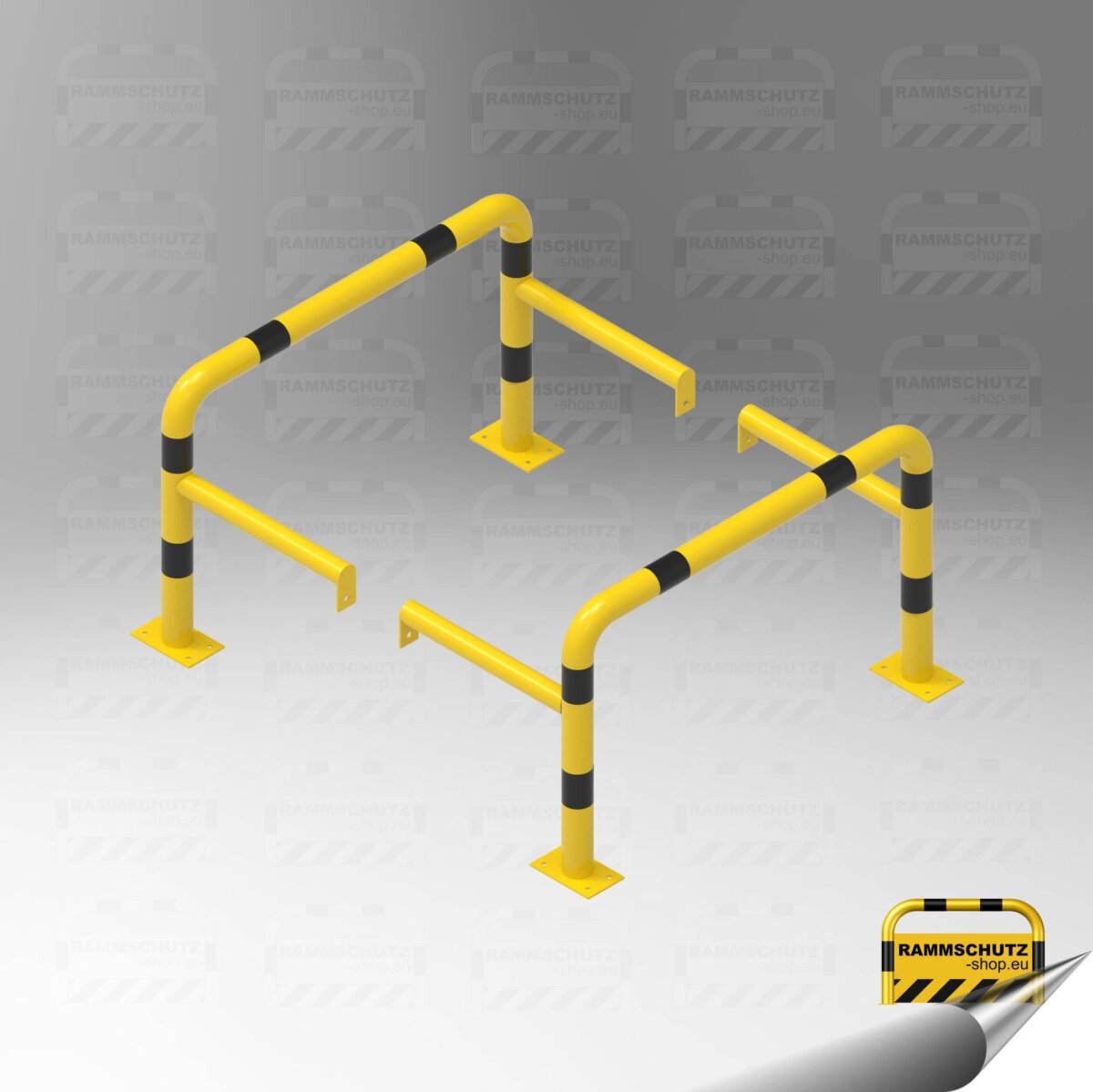 Rammschutz Säulenschutz „XL“ Ø76 mm, 1200 x 1200 x 800 mm zum Aufdübeln, 2-tlg, gelb / schwarz