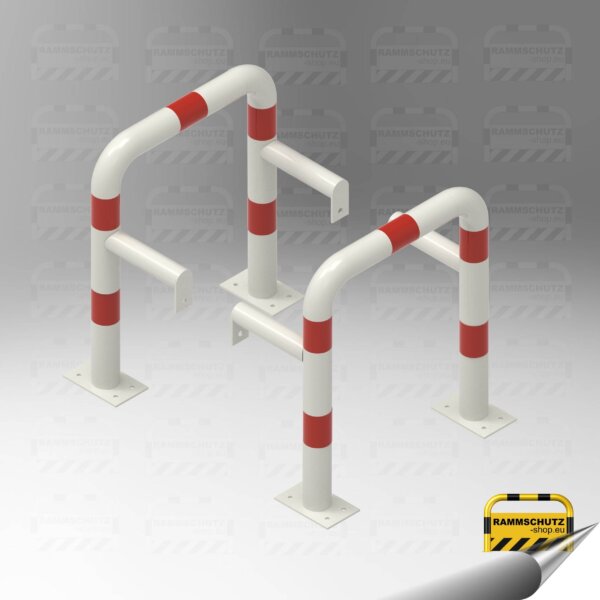 Rammschutz Säulenschutz „XL“ Ø76 mm, 650 x 650 x 750 (H) mm zum Aufdübeln, 2-tlg, weiß / rot