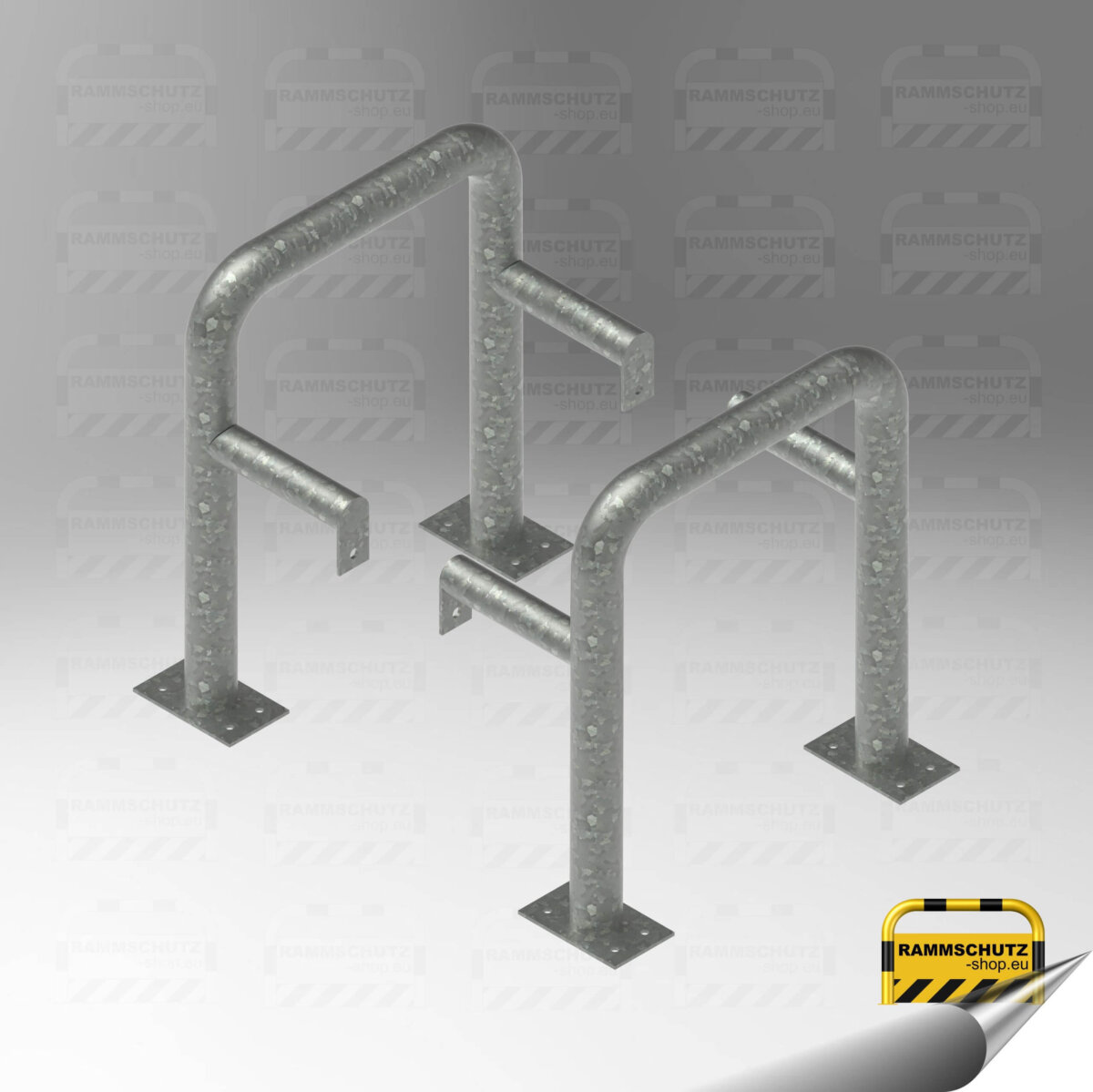Rammschutz Säulenschutz „XL“ Ø76 mm, 650 x 650 x 750 (H) mm zum Aufdübeln 2-tlg. feuerverzinkt