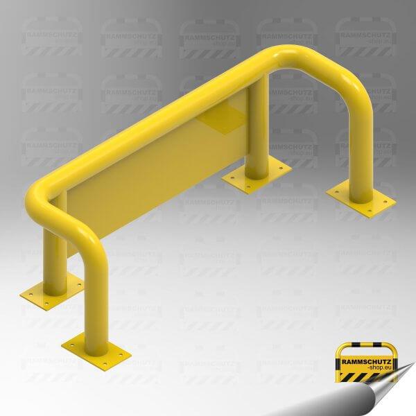 Rammschutz U-Schutzbügel „XL“ ∅76 mm, U400/1250/400 x 400 (H) mm zum Aufdübeln, mit Unterfahrschutz, gelb