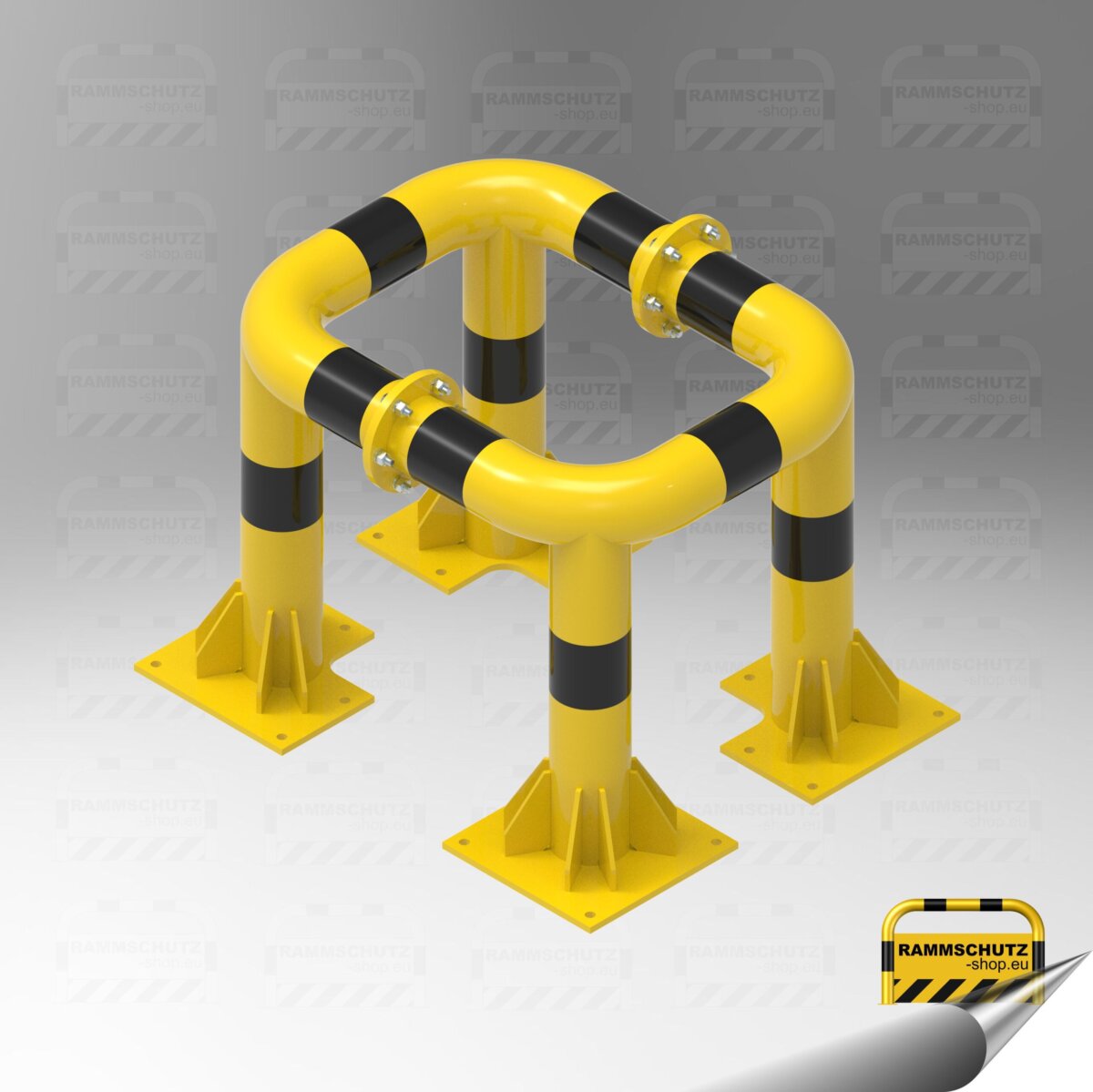 Rammschutz 85 kN Schwerlast-Säulenschutz (für Säulen bis 600 x 400 mm) "XXL" Rohr-Ø159 mm, Höhe 880 mm, zum Aufdübeln, gelb/schwarz