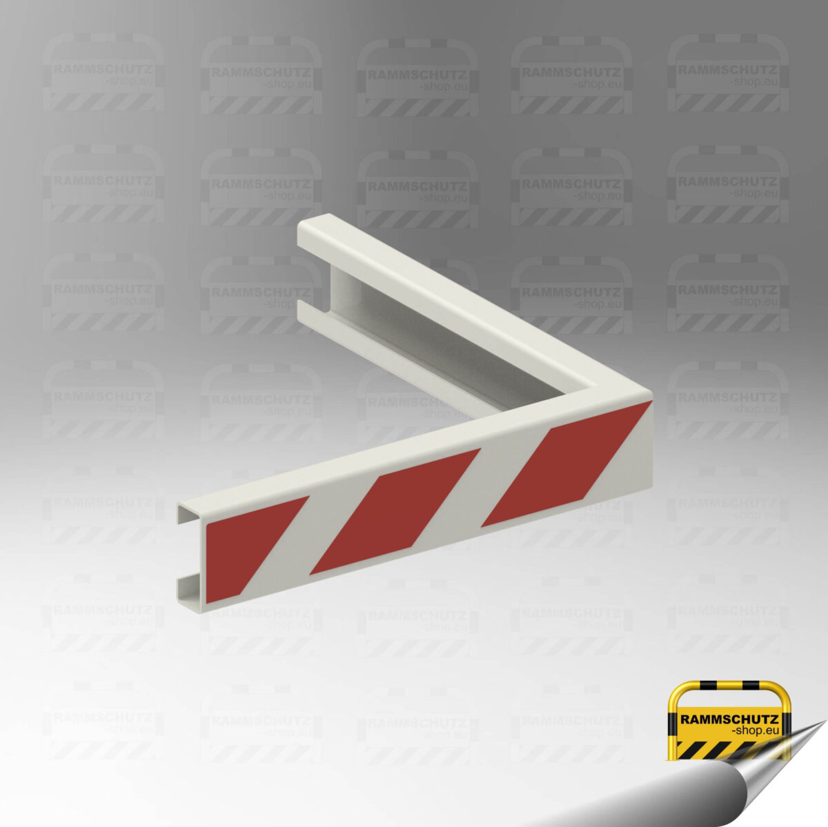 Rammschutz Schutzplanken-C-Profil-System, C-Eckplanke 90°, 500 x 500 mm, weiß/rot