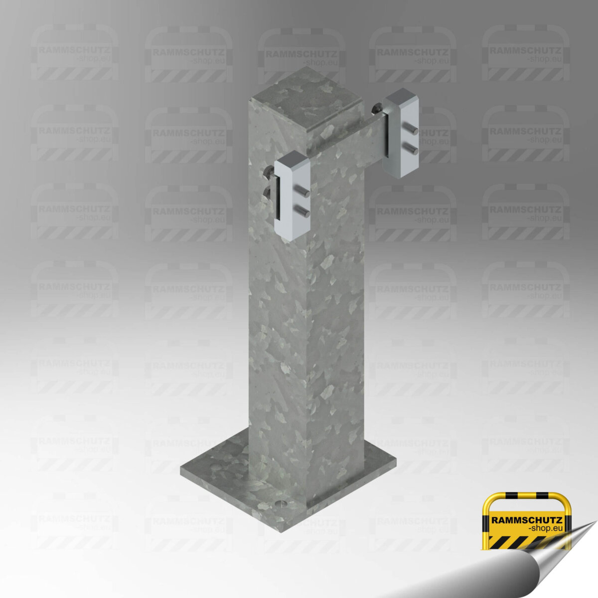 Rammschutz Schutzplanken-C-Profil-System, Standpfosten "Mono", Höhe 460 mm, feuerverzinkt