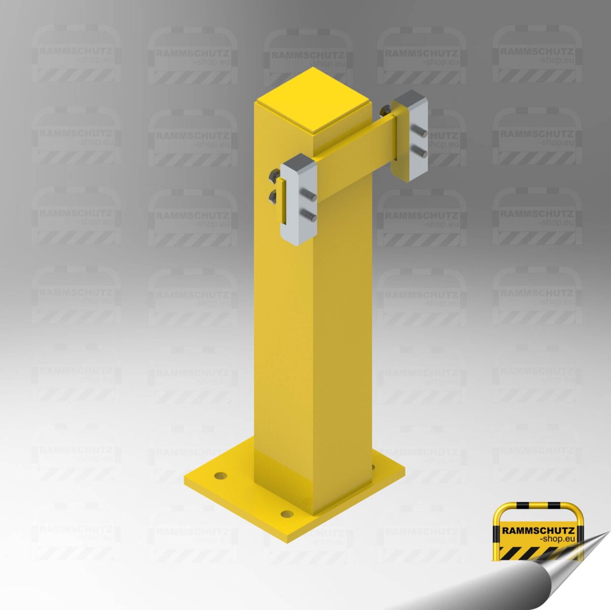 Rammschutz Schutzplanken-C-Profil-System, Standpfosten "Mono", Höhe 460 mm, RAL 1023 gelb