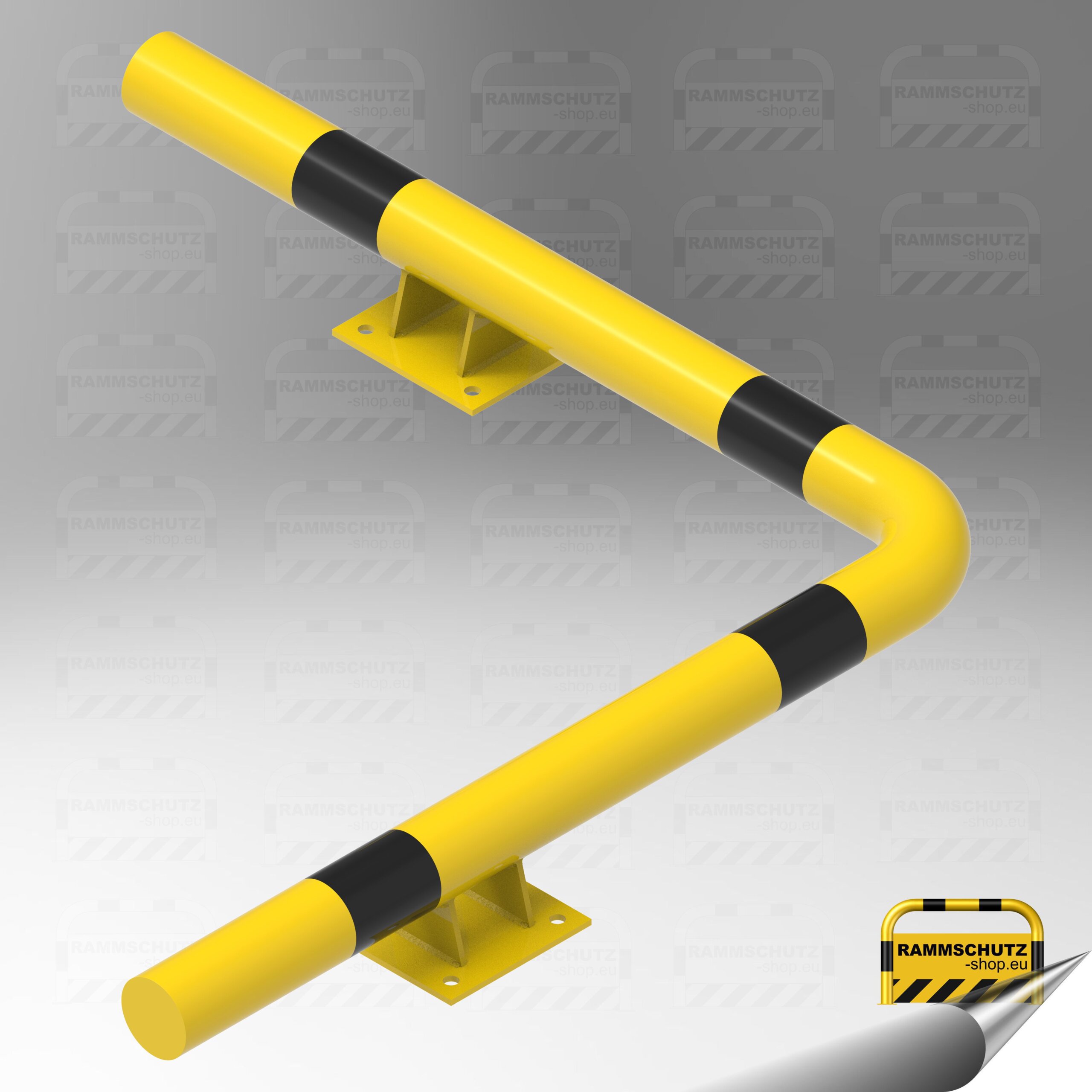 Rammschutz Erhöhter Eck-Schutzbalken “XL” Ø76 mm, 1000 x 1000 mm gelb / schwarz