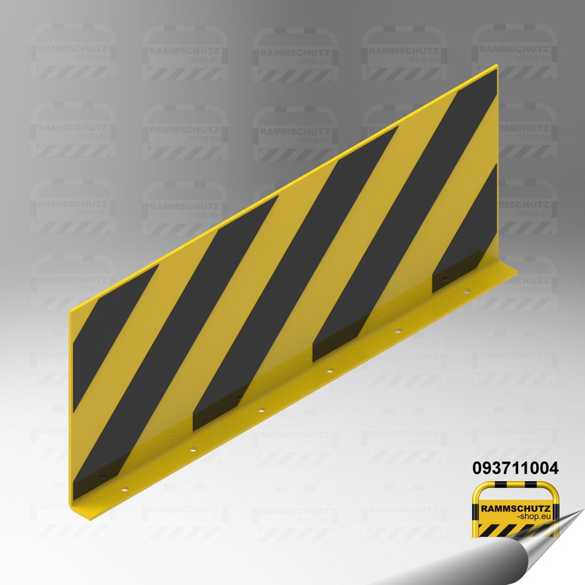 Gelb/schwarzes Rammschutz-Flächenschutzprofil zum Aufdübeln aus Blech 6 mm, B1000 x H400 mm