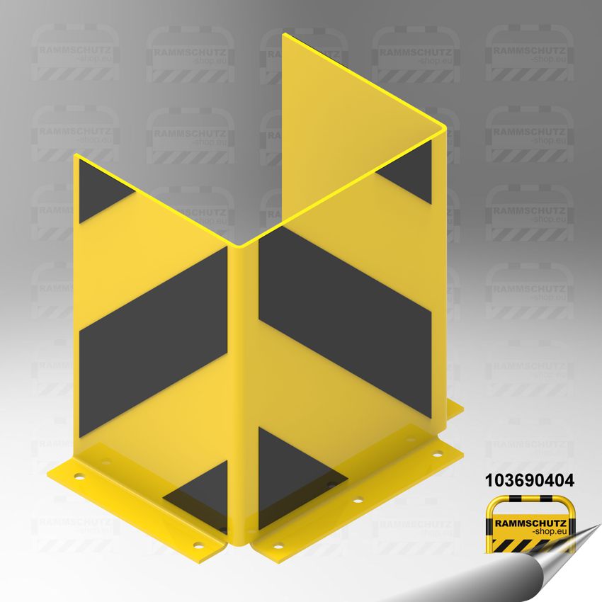 Gelb/schwarzes Rammschutz-U-Profil zum Auifdübeln, U245/310/245 x H400 mm