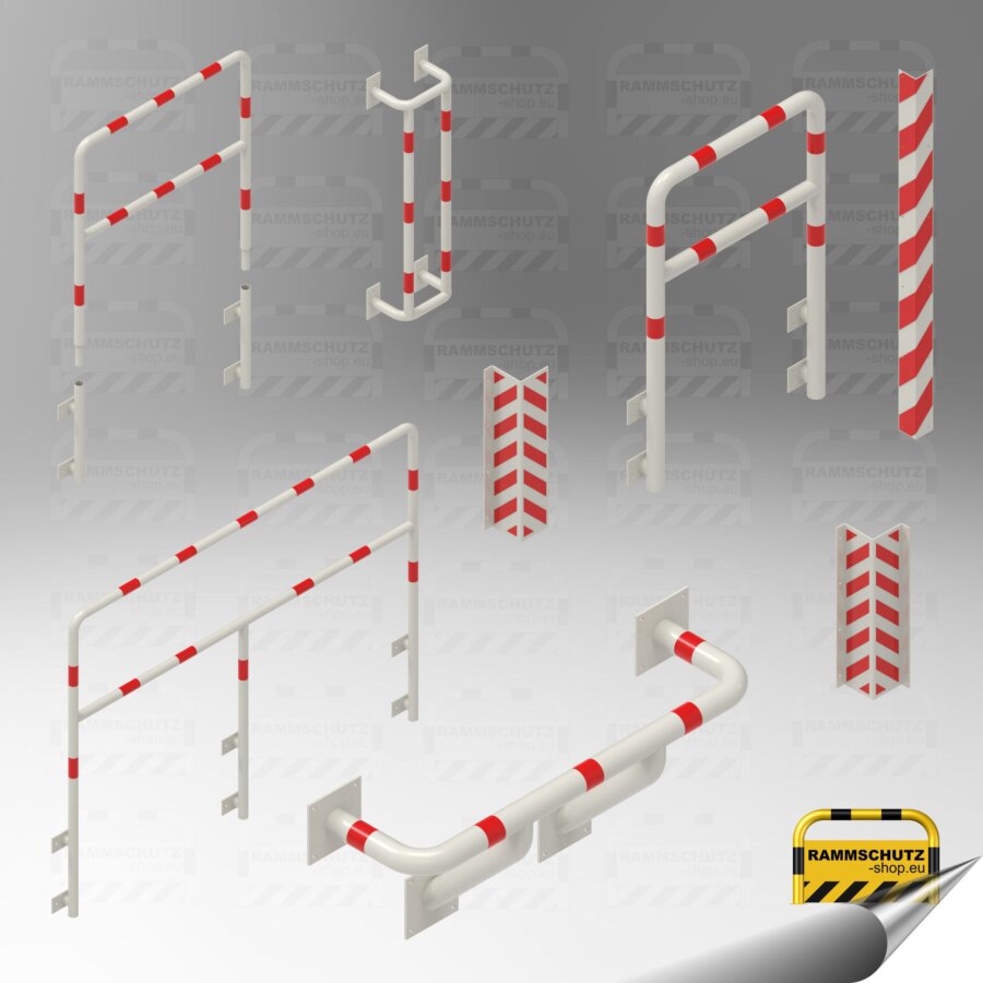 Anfahrschutz mit Wandbefestigung weiß/rot