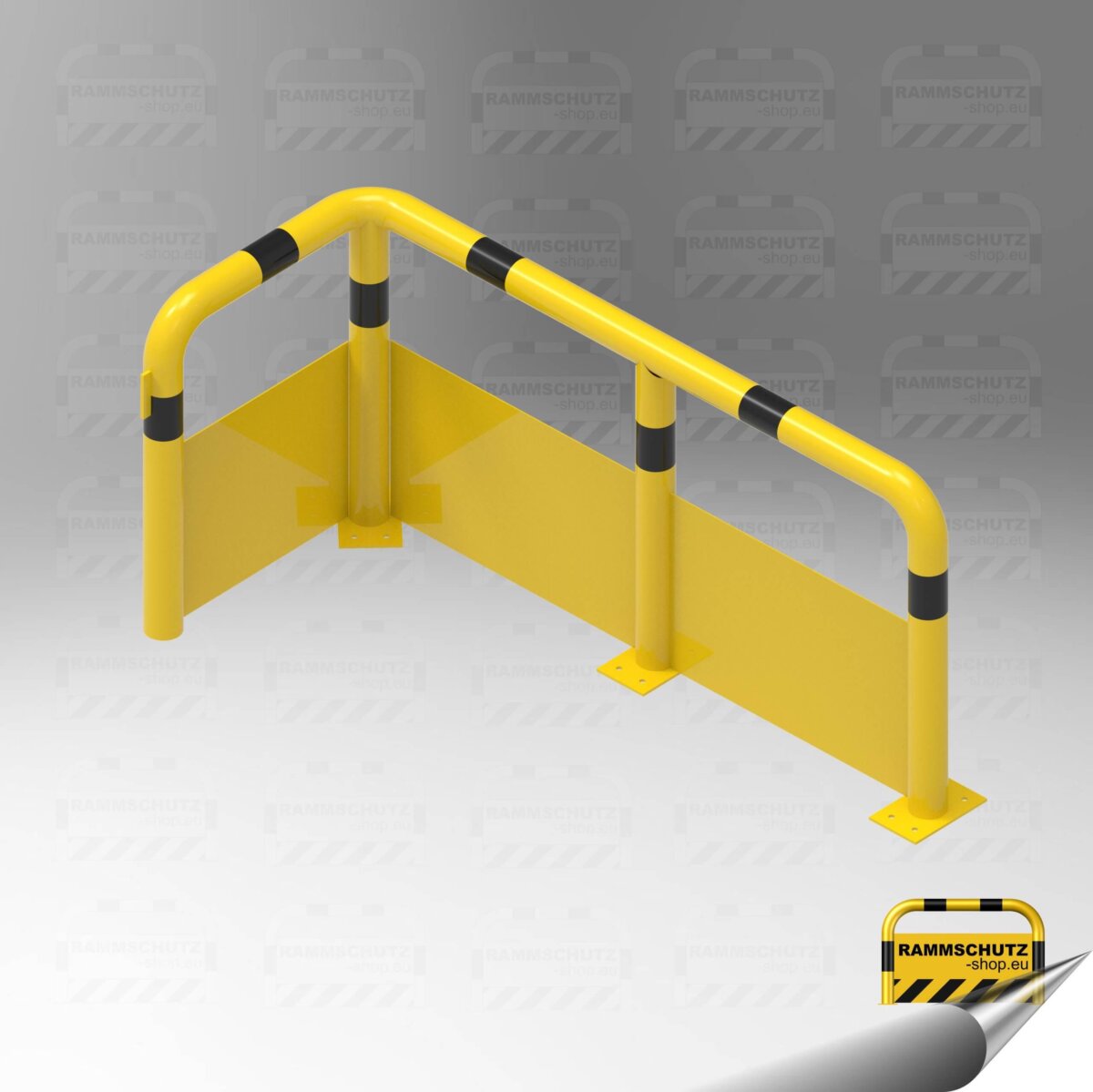 Rammschutz Maschinenschutz "XL" Ø76 mm, 3-tlg U1500/2500/1500 x 750 mm, zum Aufdübeln, mit Unterfahrschutz und herausnehmbarem Mittelteil – Bild 4