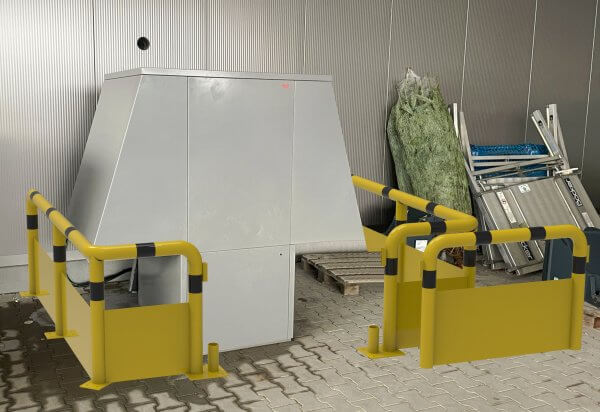 Rammschutz Maschinenschutz "XL" Ø76 mm, 3-tlg U1500/2500/1500 x 750 mm, zum Aufdübeln, mit Unterfahrschutz und herausnehmbarem Mittelteil – Bild 7