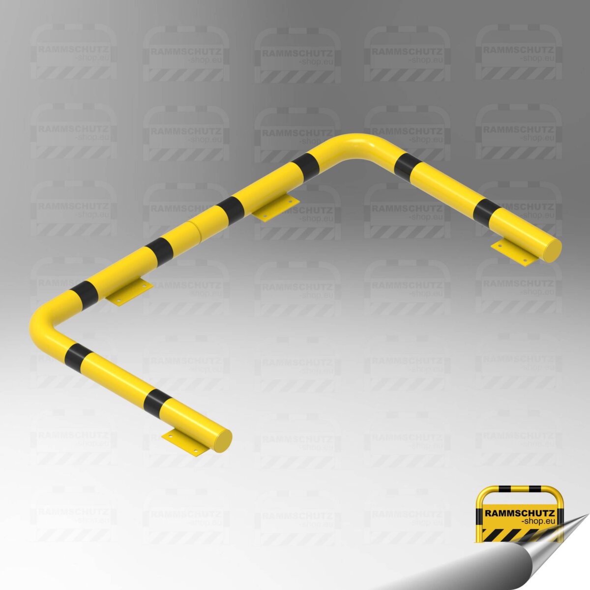 Rammschutz Schutzbalken “XXL” Ø114 mm in U-Form, U 1300/2200/1300 x 200 (H) mm, 2-teilig, gelb / schwarz