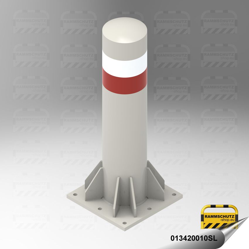 Rammschutz-Shop LKW-Poller| 42 kN | Ø219 mm | Höhe 1000 mm | weiß/rot/Reflex-weiß | Aufdübeln 1 LKW-Rammschutzpoller geprüft nach VdTÜV-MB 965, 42 KN